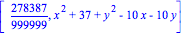 [278387/999999, x^2+37+y^2-10*x-10*y]